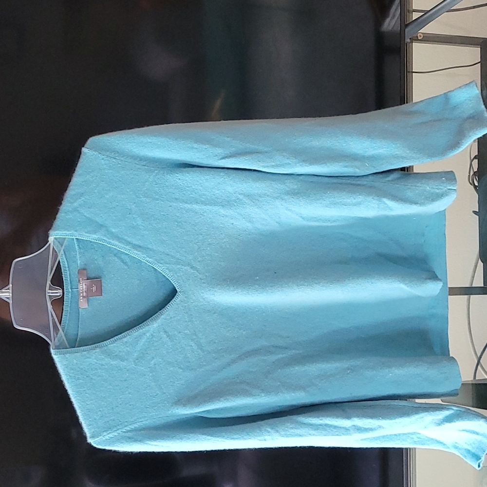 Very soft powder blue v-neck cashmere sweater from Ann Taylor